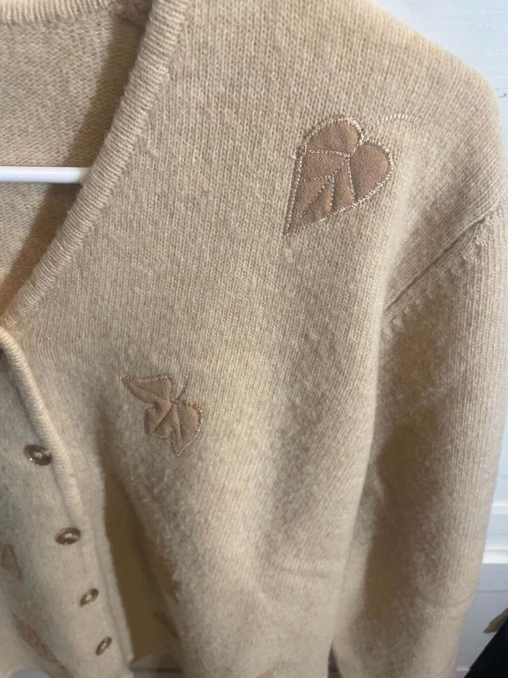 Pendleton Vintage 100% Lambswool Embroidered Leaf Cardigan Sweater L Yellow - Picture 4 of 6